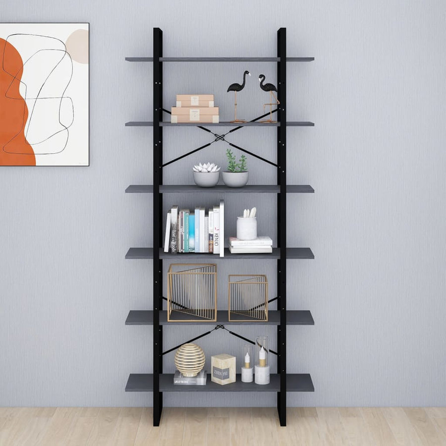 Hoge kast 100x30x210 cm massief grenenhout grijs 100 x 30 x 210 cm solid pine wood