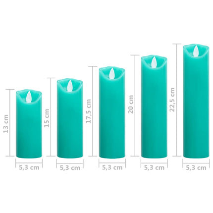 5-Delige Kaarsenset Met Afstandsbediening Led Warmwit Groen