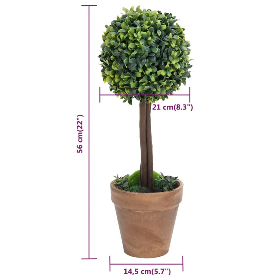 Kunstplanten Met Pot 2 St Buxus Bolvorming 56 Cm Groen 14.5 x 56 cm