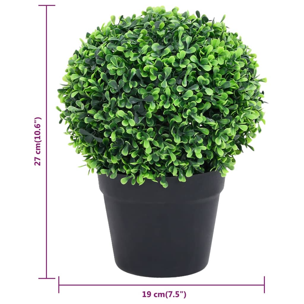 Kunstplanten Met Pot 2 St Buxus Bolvorming 27 Cm Groen 19 x 27 cm