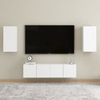 Tv-meubelset 4-delig bewerkt hout wit