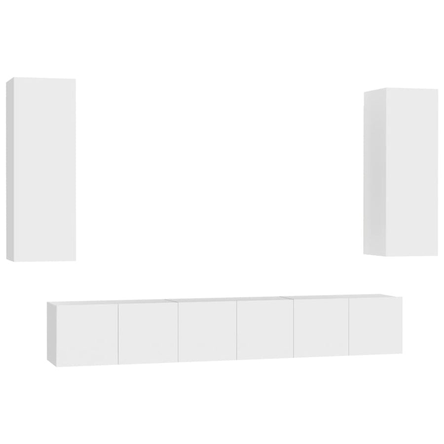 5-Delige Tv-Meubelset Bewerkt Hout 60 x 30 x 30 cm (3 pcs) Wit