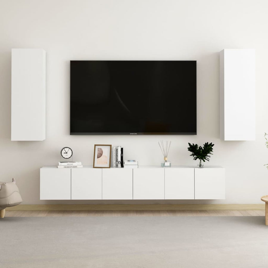 5-Delige Tv-Meubelset Bewerkt Hout 60 x 30 x 30 cm (3 pcs) Wit