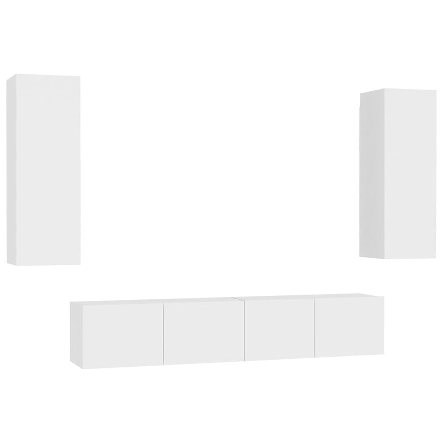 4-Delige Tv-Meubelset Spaanplaat 80 x 30 x 30 cm Wit