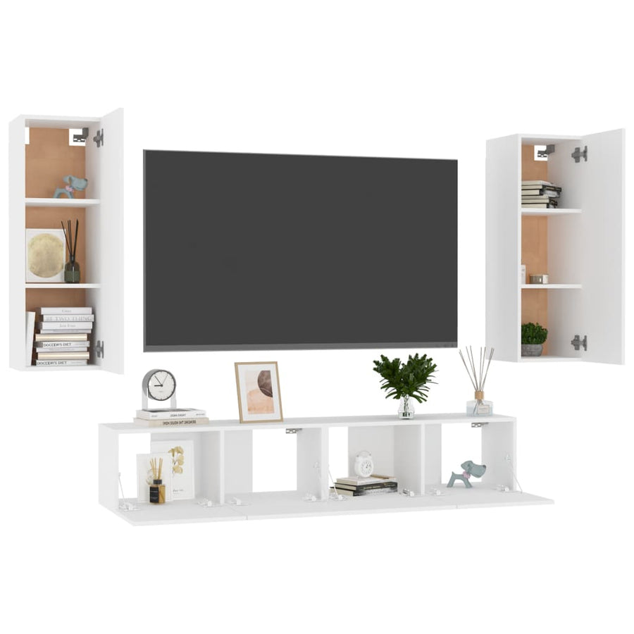 4-Delige Tv-Meubelset Spaanplaat 80 x 30 x 30 cm Wit