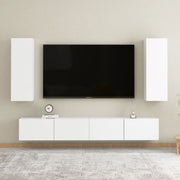 Tv-meubelset 4-delig bewerkt hout wit