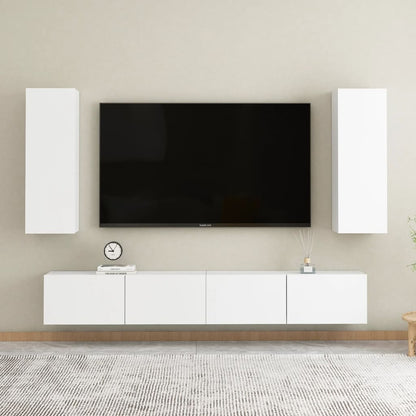 4-Delige Tv-Meubelset Spaanplaat 80 x 30 x 30 cm Wit