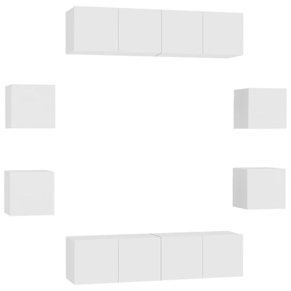 8-Delige Tv-Meubelset Spaanplaat 60 x 30 x 30 cm (4 pcs) Wit