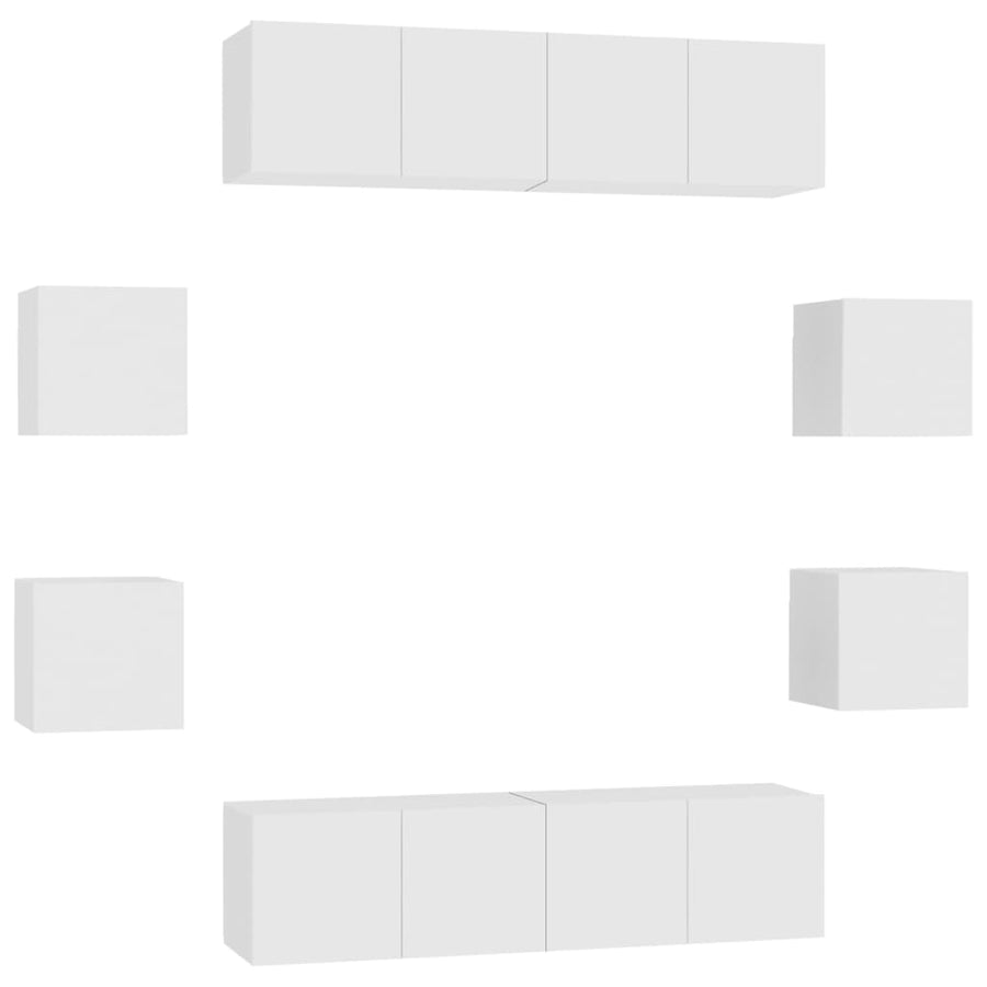 8-Delige Tv-Meubelset Spaanplaat 60 x 30 x 30 cm (4 pcs) Wit