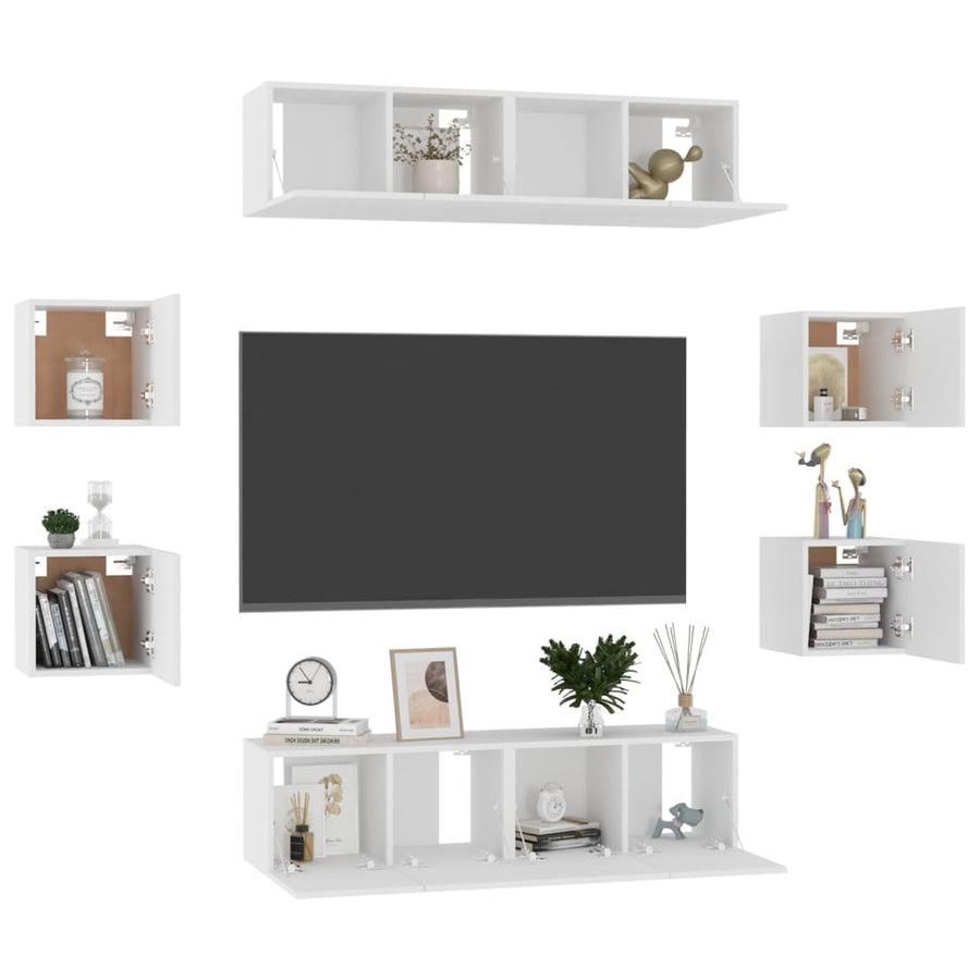 8-Delige Tv-Meubelset Spaanplaat 60 x 30 x 30 cm (4 pcs) Wit