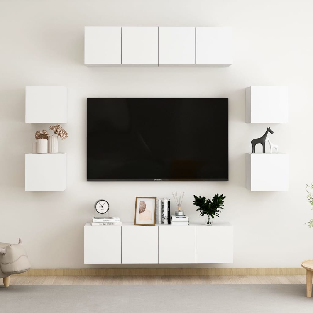 8-Delige Tv-Meubelset Spaanplaat 60 x 30 x 30 cm (4 pcs) Wit