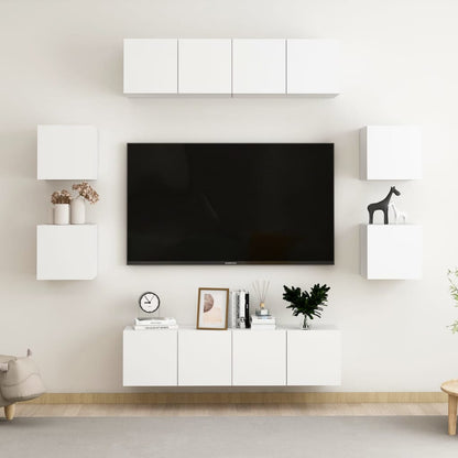 8-Delige Tv-Meubelset Spaanplaat 60 x 30 x 30 cm (4 pcs) Wit