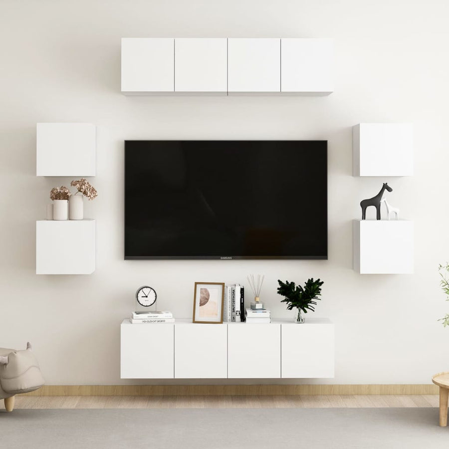 8-Delige Tv-Meubelset Spaanplaat 60 x 30 x 30 cm (4 pcs) Wit