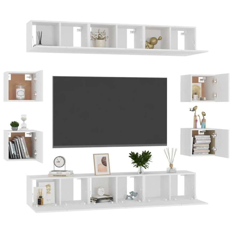 0-Delige Tv-Meubelset Bewerkt Hout 60 x 30 x 30 cm (6 pcs) Wit