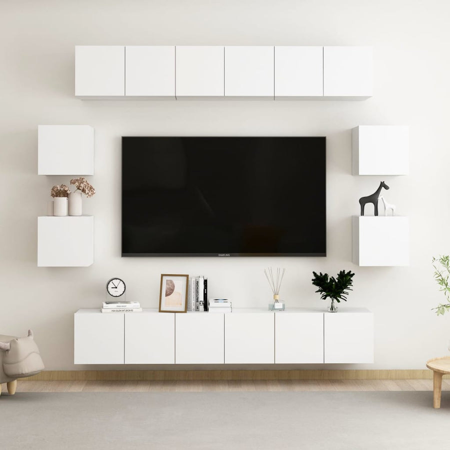 0-Delige Tv-Meubelset Bewerkt Hout 60 x 30 x 30 cm (6 pcs) Wit