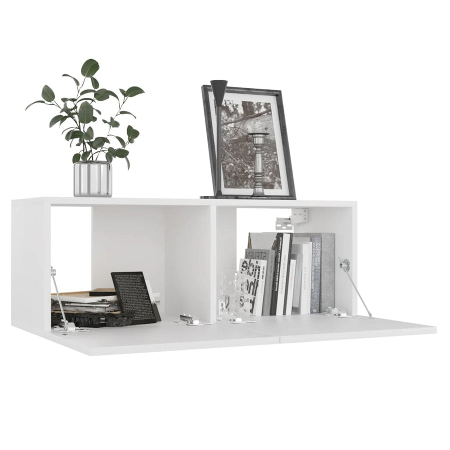 8-Delige Tv-Meubelset Bewerkt Hout 80 x 30 x 30 cm Wit
