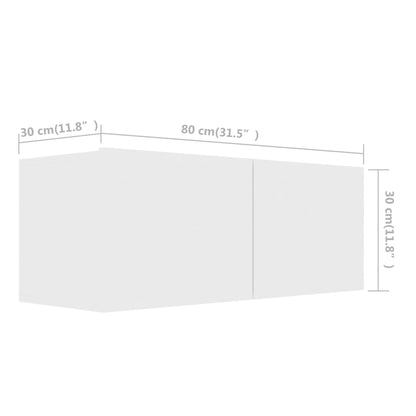 8-Delige Tv-Meubelset Bewerkt Hout 80 x 30 x 30 cm Wit