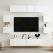Tv-meubelset 8-delig bewerkt hout wit