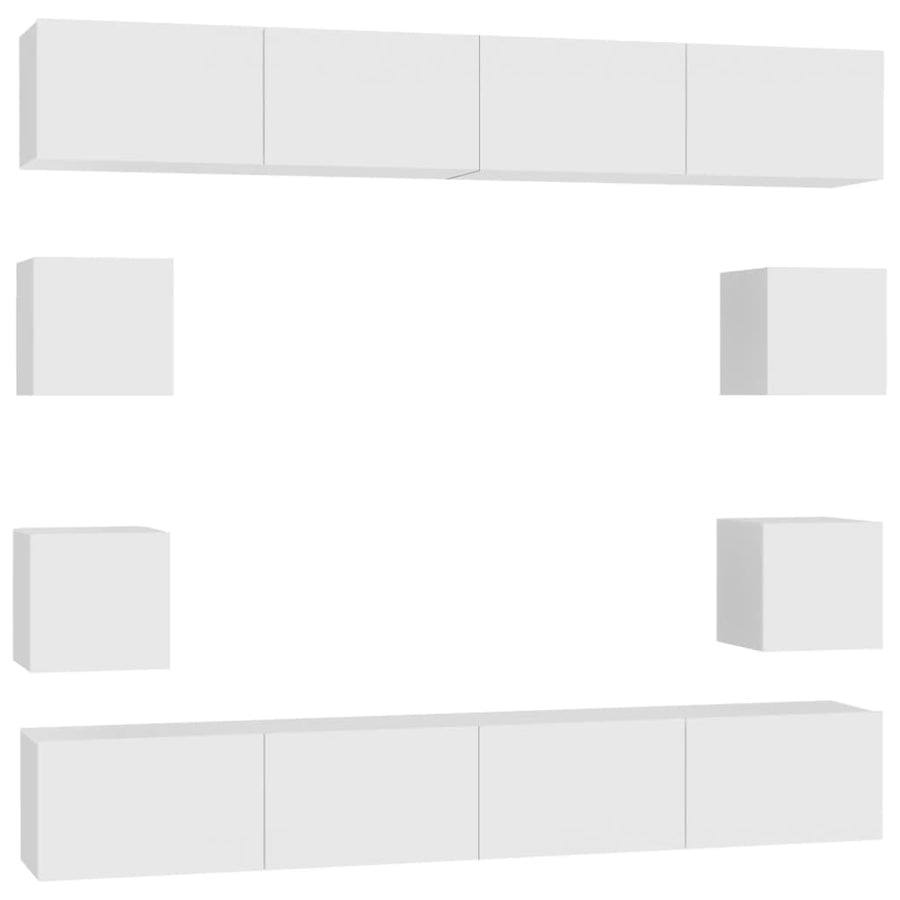 8-Delige Tv-Meubelset Spaanplaat 100 x 30 x 30 cm Wit