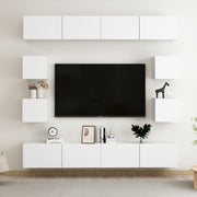 Tv-meubelset 8-delig spaanplaat wit