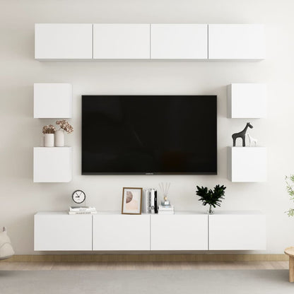 8-Delige Tv-Meubelset Spaanplaat 100 x 30 x 30 cm Wit