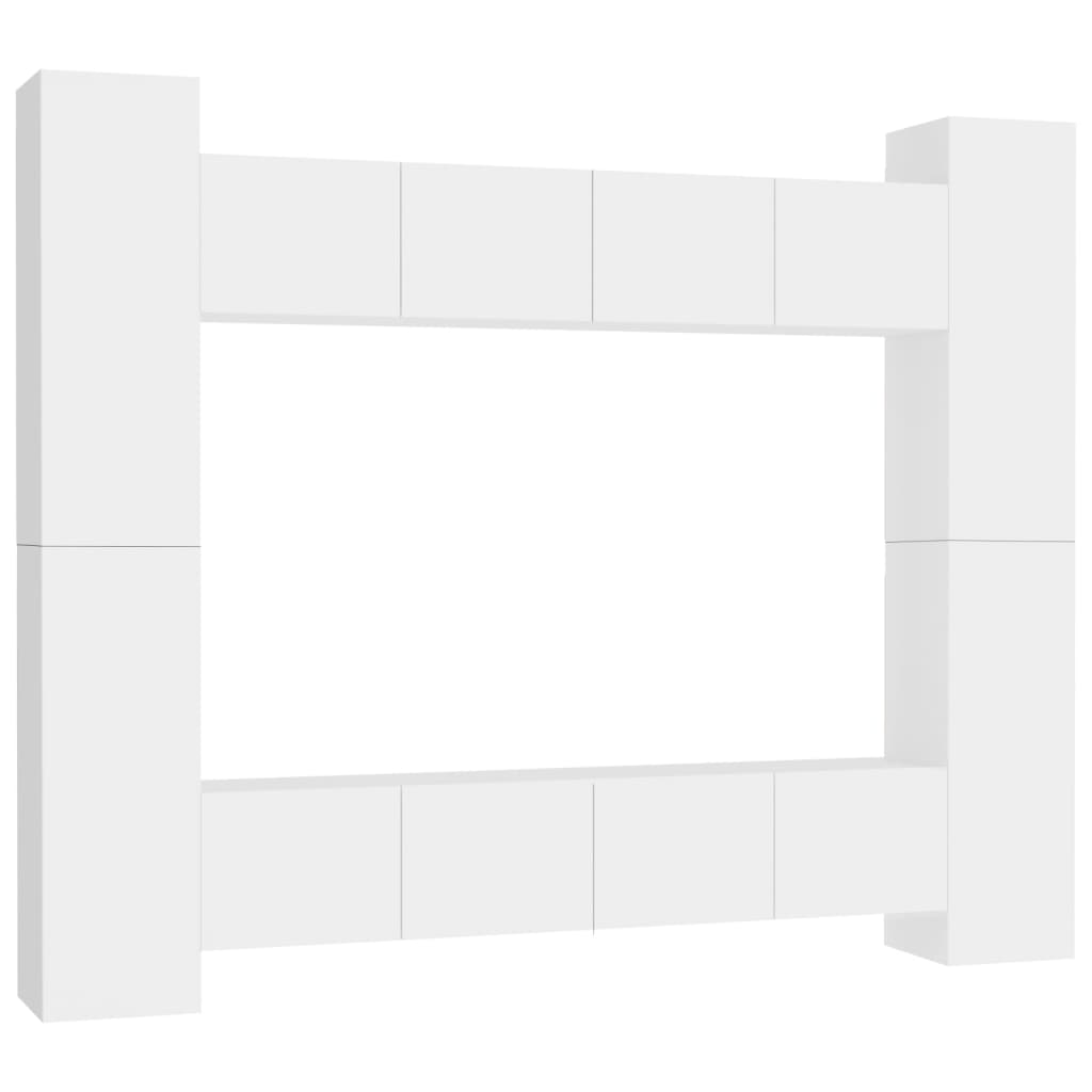 8-Delige Tv-Meubelset Spaanplaat 80 x 30 x 30 cm Wit