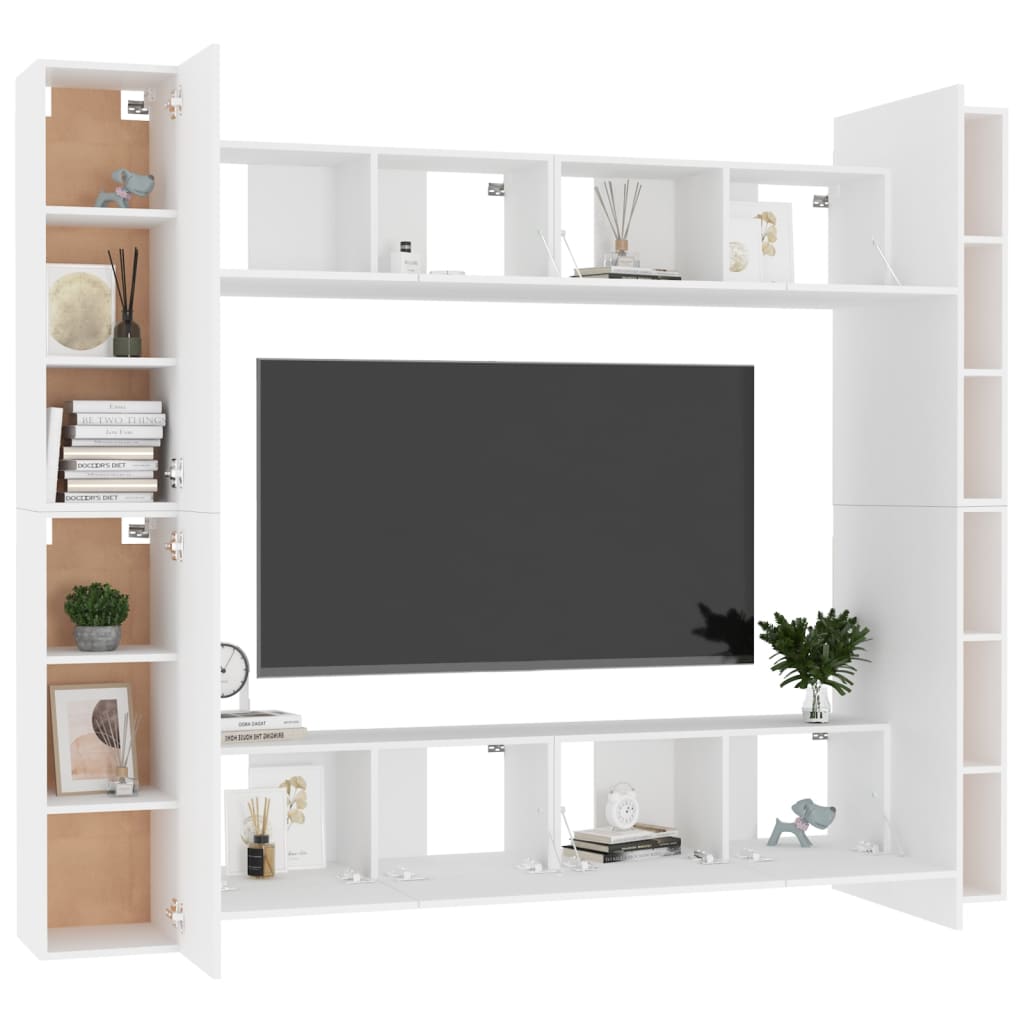 8-Delige Tv-Meubelset Spaanplaat 80 x 30 x 30 cm Wit
