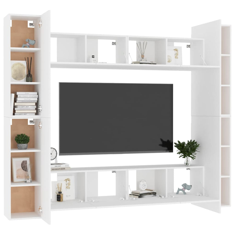 8-Delige Tv-Meubelset Spaanplaat 80 x 30 x 30 cm Wit