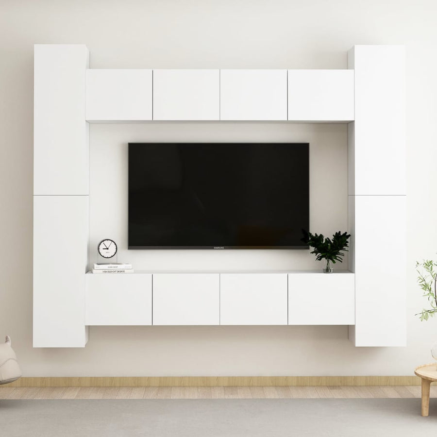 8-Delige Tv-Meubelset Spaanplaat 80 x 30 x 30 cm Wit