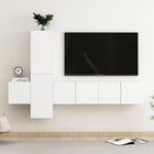 Tv-meubelset 5-delig bewerkt hout wit