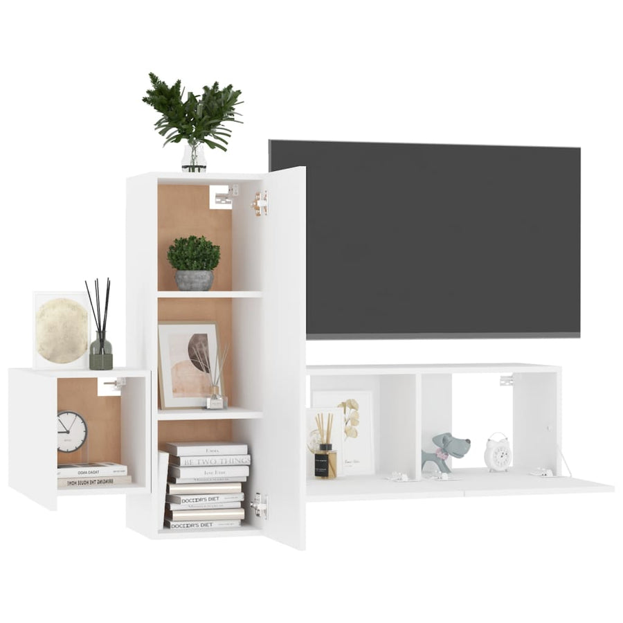 3-Delige Tv-Meubelset Spaanplaat 80 x 30 x 30 cm Wit