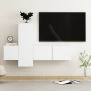 Tv-meubelset 3-delig bewerkt hout wit 80 cm
