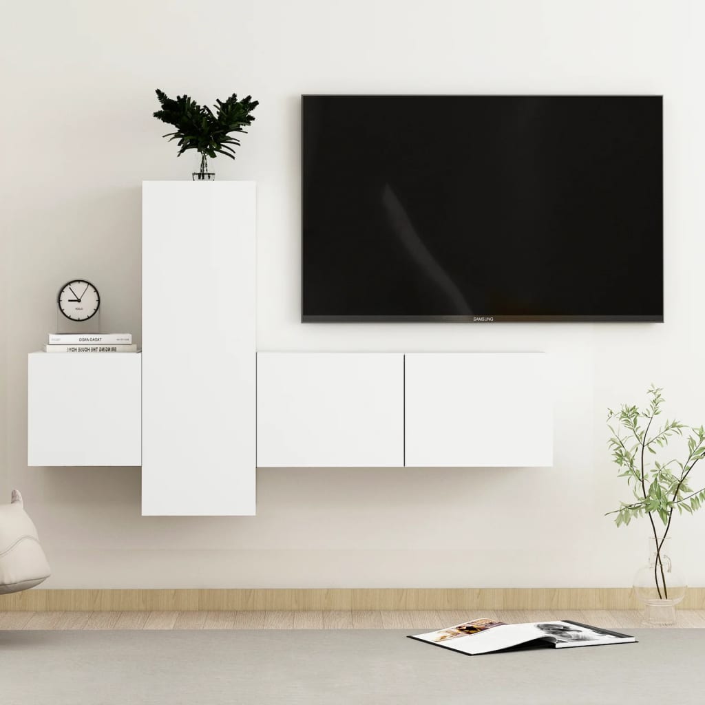 3-Delige Tv-Meubelset Spaanplaat 80 x 30 x 30 cm Wit
