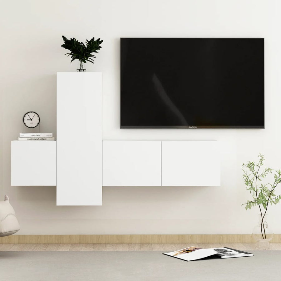3-Delige Tv-Meubelset Spaanplaat 80 x 30 x 30 cm Wit