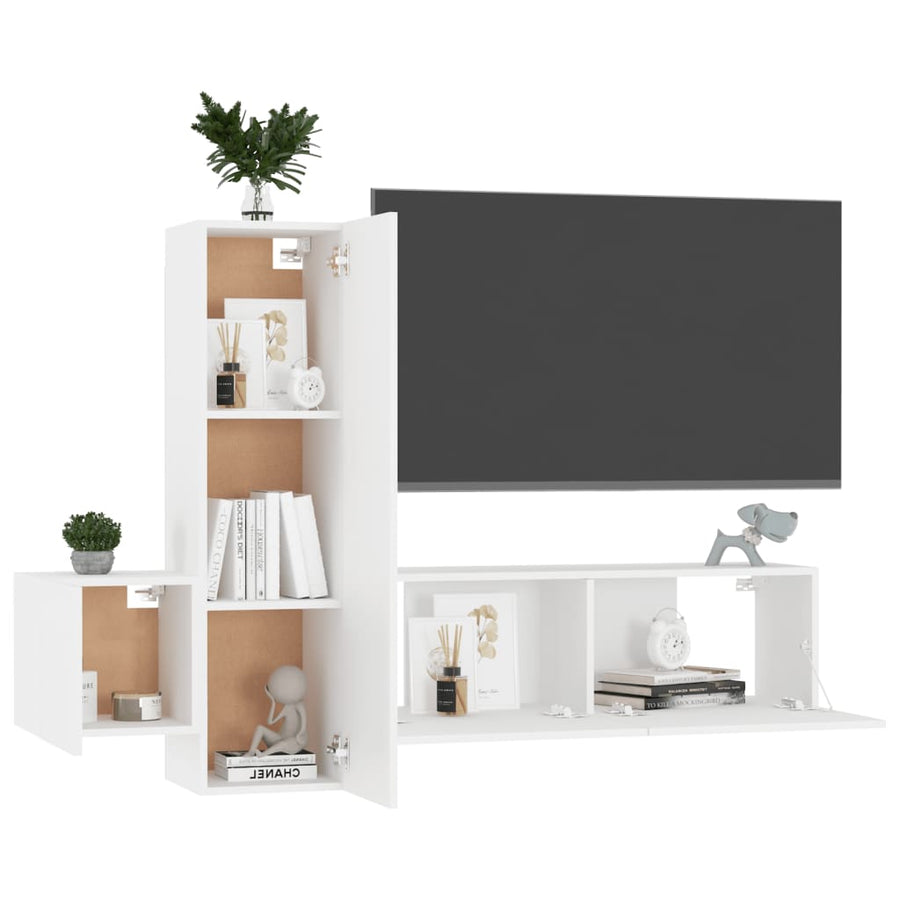 3-Delige Tv-Meubelset Spaanplaat 100 x 30 x 30 cm Wit