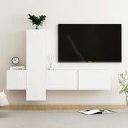 Tv-meubelset 3-delig bewerkt hout wit 100 cm