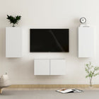 Tv-meubelset 3-delig bewerkt hout wit