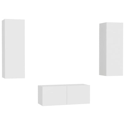 3-delige Tv-meubelset spaanplaat wit 80 x 30 x 30 cm Wit