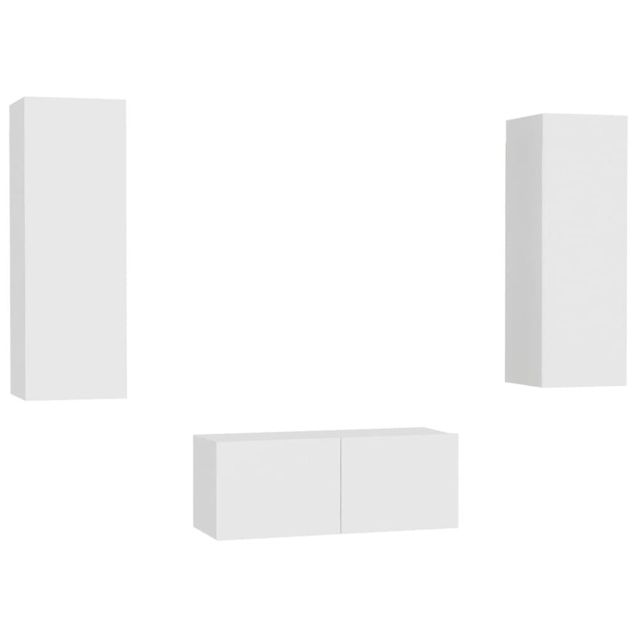 3-delige Tv-meubelset spaanplaat wit 80 x 30 x 30 cm Wit