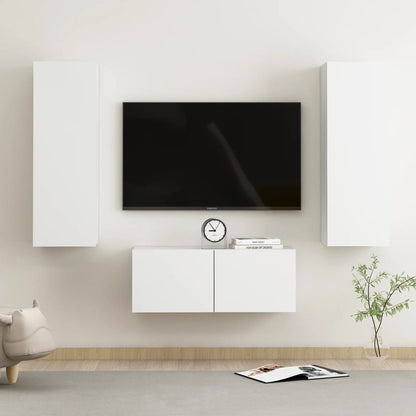 3-delige Tv-meubelset spaanplaat wit 80 x 30 x 30 cm Wit