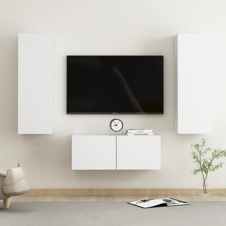 3-delige Tv-meubelset spaanplaat wit 80 x 30 x 30 cm Wit