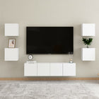6-piece TV cabinet set, engineered wood, white