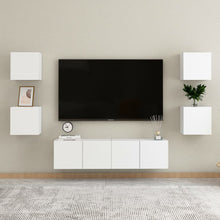 6-Delige Tv-Meubelset Bewerkt Hout 120 cm Wit