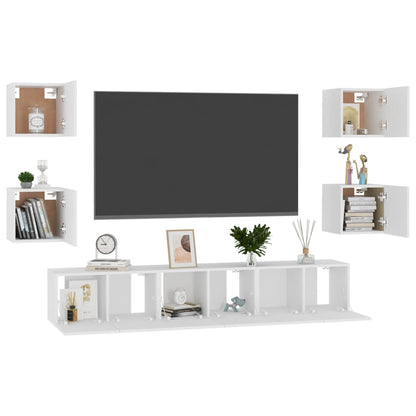 7-Delige Tv-Meubelset Spaanplaat 60 x 30 x 30 cm (3 pcs) Wit