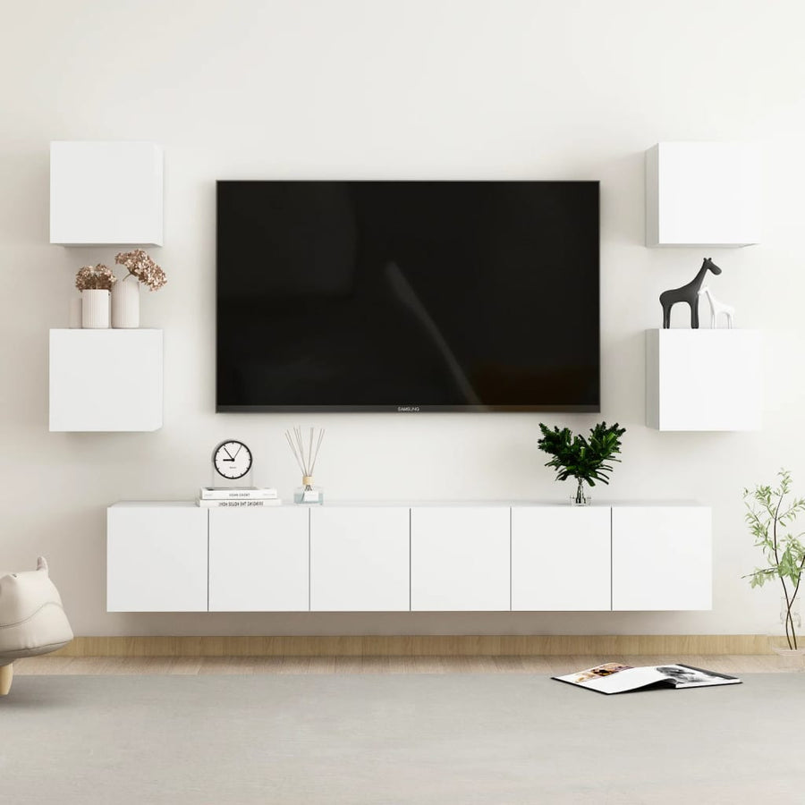 7-Delige Tv-Meubelset Spaanplaat 60 x 30 x 30 cm (3 pcs) Wit
