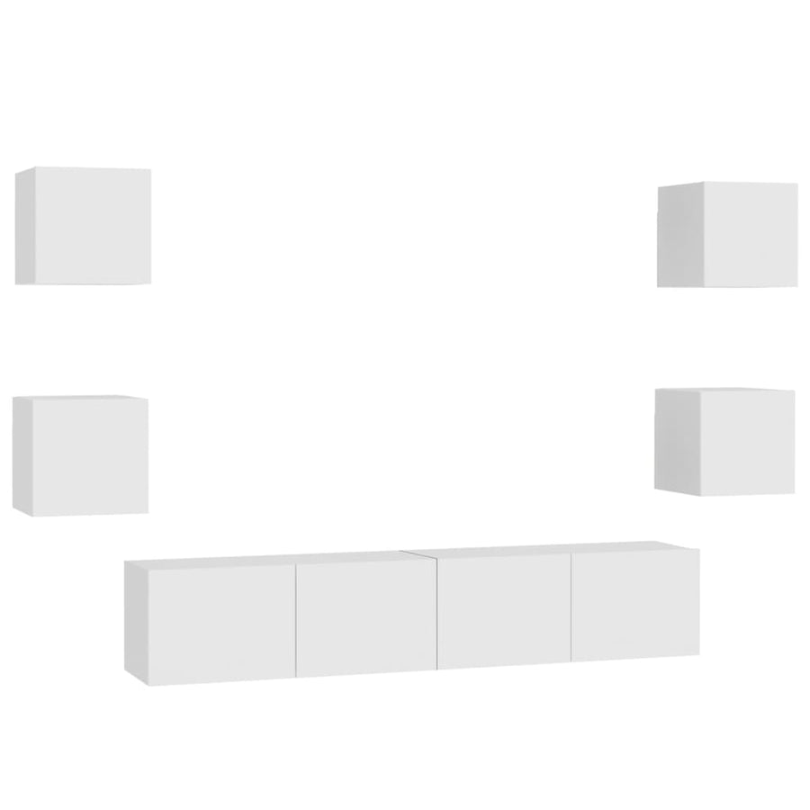 6-Delige Tv-Meubelset Spaanplaat 80 x 30 x 30 cm Wit
