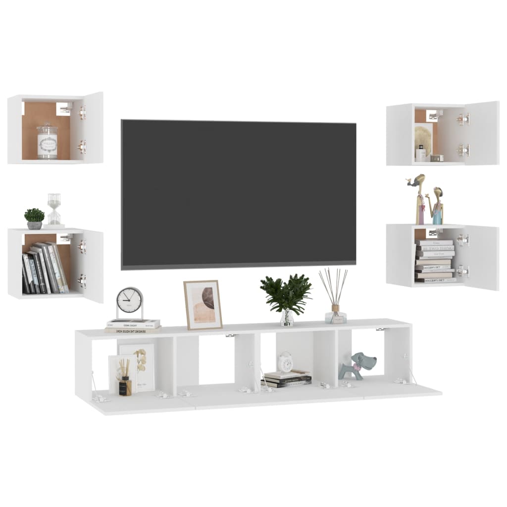6-Delige Tv-Meubelset Spaanplaat 80 x 30 x 30 cm Wit