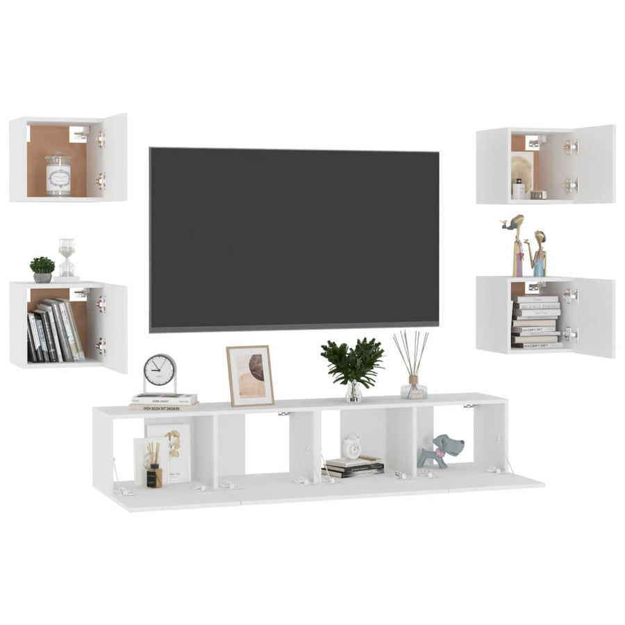 6-Delige Tv-Meubelset Spaanplaat 80 x 30 x 30 cm Wit