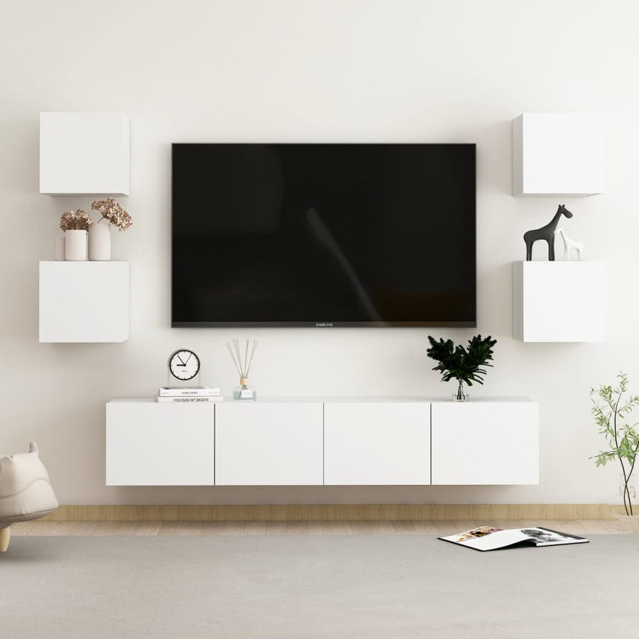 6-Delige Tv-Meubelset Spaanplaat 80 x 30 x 30 cm Wit