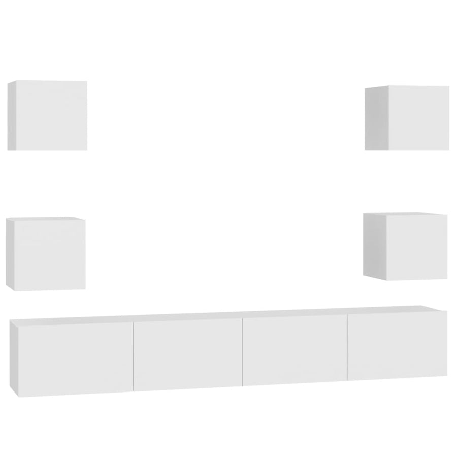6-Delige Tv-Meubelset Spaanplaat 100 x 30 x 30 cm Wit